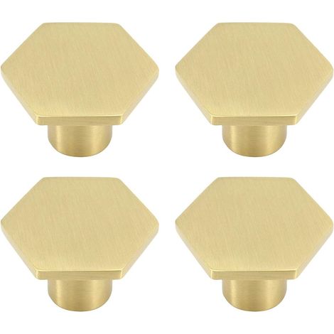 Button Meuble - Bouton Hexagonal en Laiton Massif 30 mm - Pour Tiroirs Armoires et Meubles Anciens - Lot de 10 (1/5)