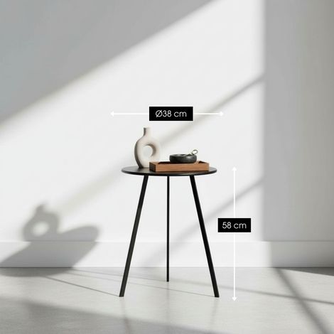 Guéridon de jardin rond en métal noir bout de canapé extérieur et intérieur H58 x Ø38 cm - PANGIVO (1/5)
