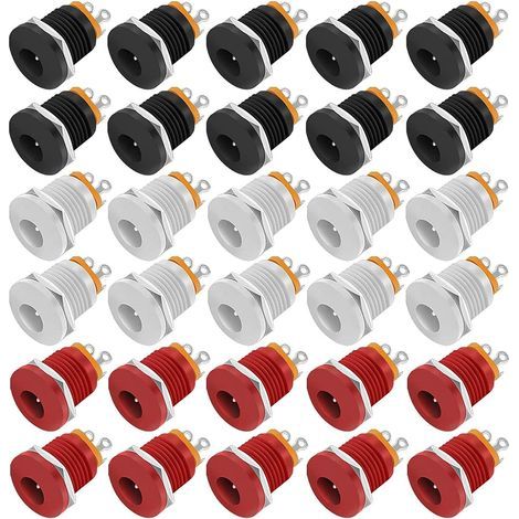 30 Pièces Mini Prise 12 Volt Femelle Connecteur 5.5mm x 2.1mm Alimentation Fiche à Souder, 5,5 x 2,1 mm DC Connecteur Jack Femelle 3 Broches Connecteur Monté sur Panneau (1/5)