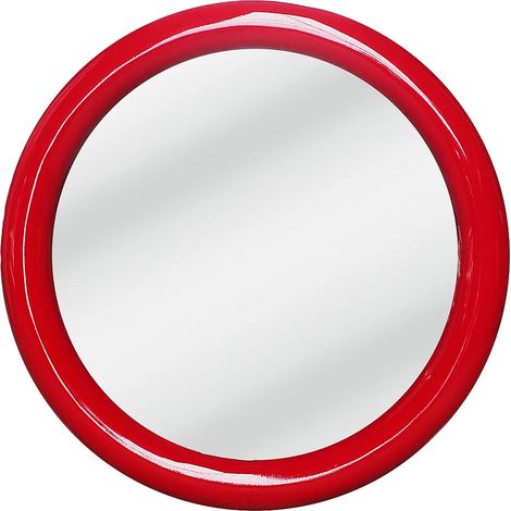 Miroir mural rond en bois de paulownia - D.60 cm - Rouge laqué - MAELO (1/5)