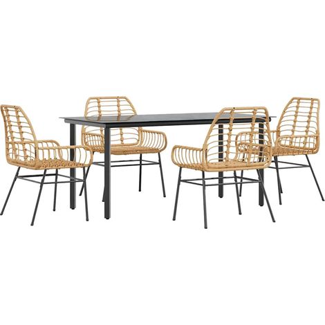 Maison Exclusive - Set da Pranzo da Giardino 5pz Polyrattan Vetro (1/5)