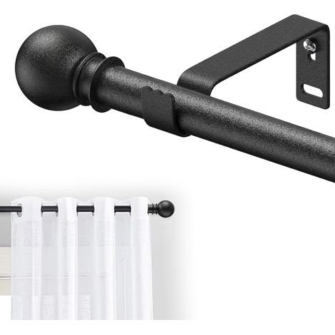 Tringle à rideau - 1 pièce - Métal noir mat - Réglable 78-114cm - Salon chambre cuisine - Diamètre 16mm (1/5)