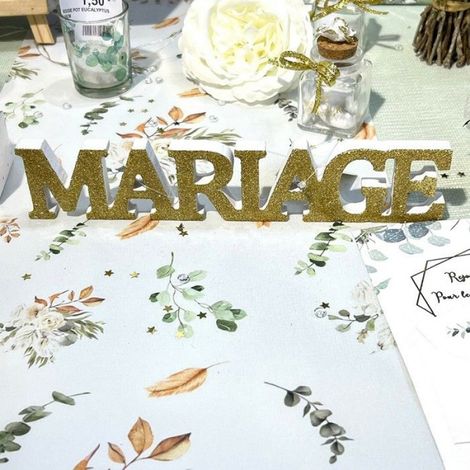 CHEMIN DE TABLE TISSU ROSIER SAUGE 28CMX3M Blanc (1/2)