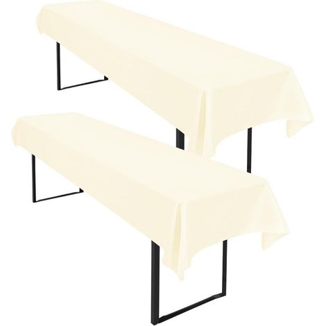 Lot de 2 nappes de table de bière 250x100cm Beige Imperméable & Anti-taches Polyester