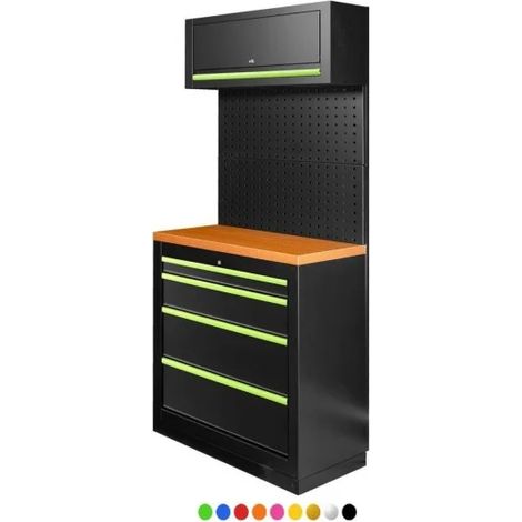 JBM SERIE526 Composizione arredo officina con armadio a 4 cassetti - Verde