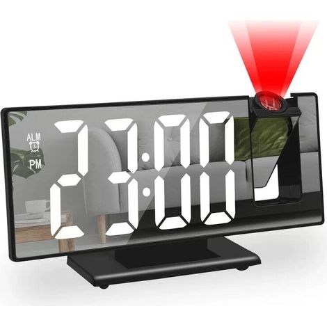 Réveil à projection miroir, horloge numérique avec affichage de la température et de l'heure, horloge de bureau pour salon (1/4)