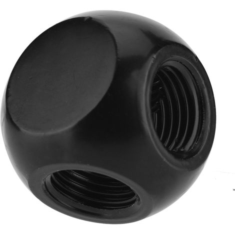 4-Wege-G1/4"-Metallkugelanschluss für PC-Wasserkühlung – Schwarz (1/5)