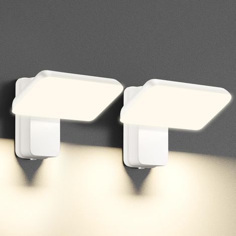 Lot de 2 appliques murales d'extérieur 18 W, applique murale rotative à 350 ° en aluminium, étanche IP65, lumière chaude 3000 K,pour jardin, balcon