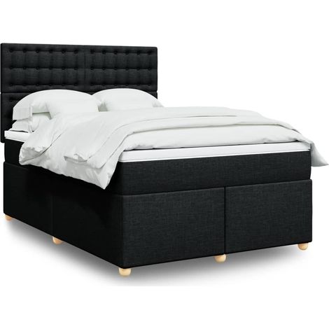 Boxspringbett mit Matratze Schwarz 160x200 cm Stoff