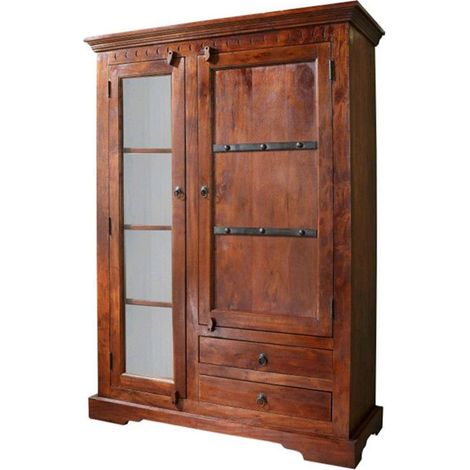 vetrina in legno di Acacia 110x45x155 nougat laccato OXFORD 425 (1/3)