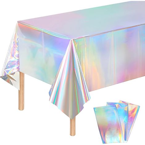 3 Pièces Nappe Jetable Anniversaire, 137 x 274cm, en Papier et Plastique pour Fête (Multicolore) (1/5)