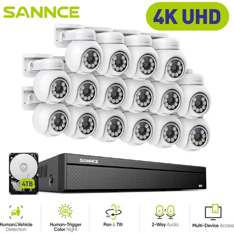 SANNCE 16CH Kit di videosorveglianza PoE NVR POE 8 canali con 16 telecamere CCTV Sistema di telecamere di sicurezza interni esterni,4TB HDD (1/5)