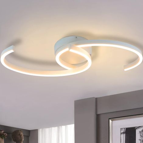 ZMH Plafonnier Plafonnier LED Salon : Lampe de Salon 25W 3000K Lampe Design Blanc Chaud 2 Cordons de Lune Lampe de Cuisine Lampe de Chambre décorative pour Chambre Couloir Balcon Non Dimmable  Blanc