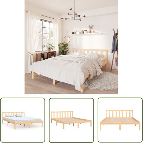 INLIFE Cadre de lit Bois de pin massif 140x200 cm (1/5)