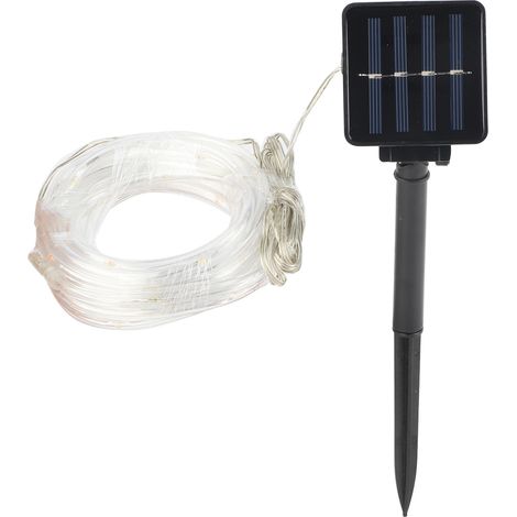 Guirlande solaire 7m 50LEDs blanc chaud, tube lumineux extérieur étanche pour jardin, décoration de terrasse
