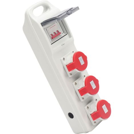 Répartiteur de courant portable avec disjoncteur, étanche IP44, 3 prises, 220-380 V CA / 240-415 V CA, 16 A (1/5)