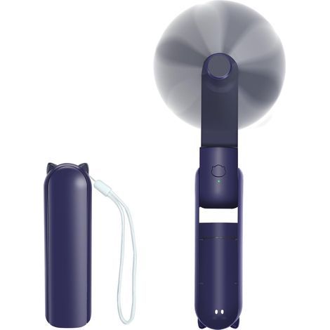 Ventilateur portable rechargeable par USB, mini ventilateur de poche pliable avec batterie externe intégrée, idéal pour les voyages et les bureaux (bleu)-AquaForge (1/4)
