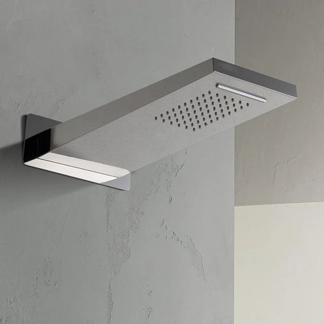 Soffione doccia a sbalzo 22x50 cm cromato in acciaio inox con cascata (1/5)