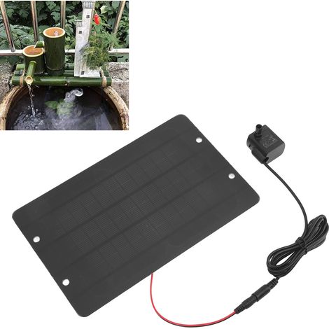 Fontaine solaire 6V 10W avec pompe et panneau solaire intégré pour petits bassins, terrasses et aquariums - Kit de panneau solaire CC pour fontaine d'extérieur (1/5)