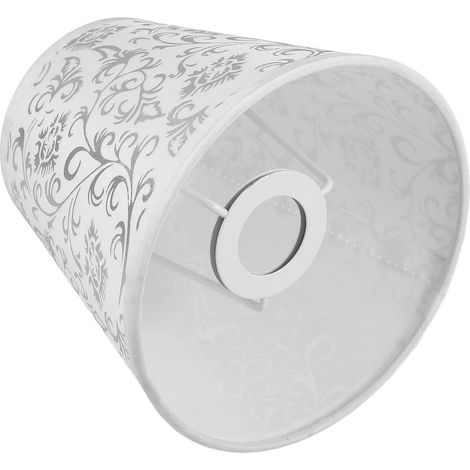 Abat-jour en tissu argenté, compatible avec les plafonniers E14, compact et léger, en tissu et fer, avec un motif unique, idéal pour les chambres et la décoration intérieure. (1/5)