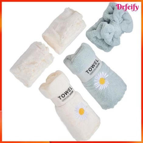 Draps de bain - - Marguerite - Velours corail - Très absorbantes - Beige et bleu (1/4)