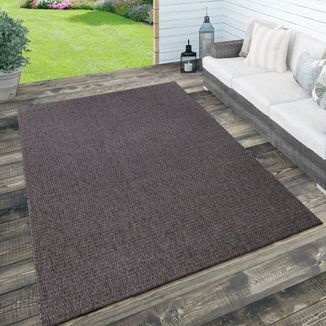 Paco Home In- & Outdoor Teppich, Terrasse u. Balkon, Wetterfest Einfarbig m. Struktur 120x170 cm, Anthrazit 2