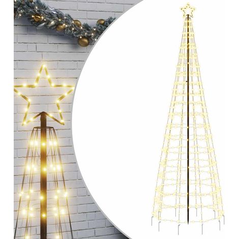 Sapin de Noël Lumineux Extérieur 570 LED 8 Effets avec Piquets Blanc Chaud 300 cm (1/5)