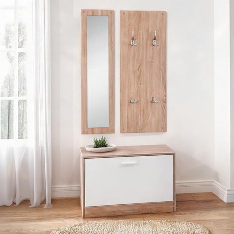 Console color legno Bianco en legno truciolare 80 x 27 x 46,5 cm (1/5)