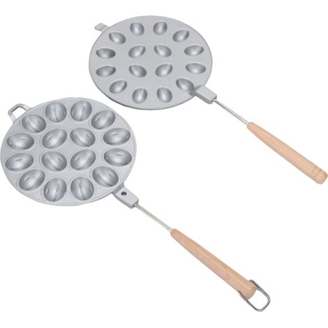 Moule à noix en forme ovale antiadhésif, 16 alvéoles, avec manche en bois, outil de pâtisserie pour biscuits aux noix maison (1/5)