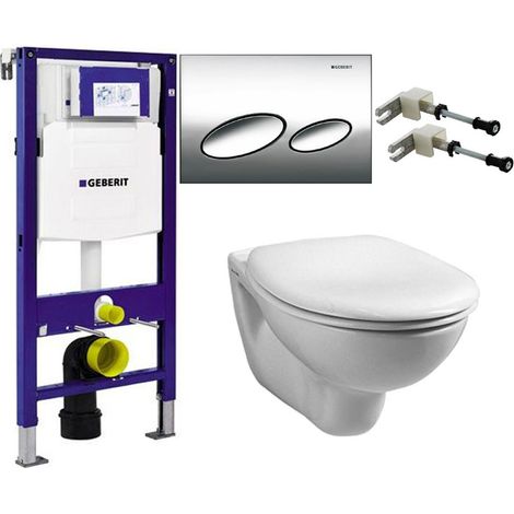 Geberit Duofix 0.82m WC Frame UP200 Sigma Cistern & Kappa10 Flush Plate & Pan (1/4)