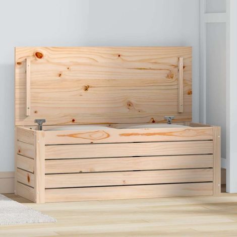 Boîte de rangement-Coffre de rangement-Stockage Rangement 89x36,5x33 cm Bois massif de pin 533306 (1/5)