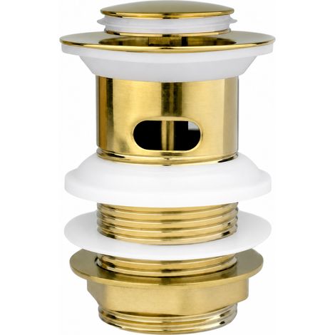 Bonde de Lavabo Clic Clac en Acier Inoxydable à Trop Plein Dorée (1/5)
