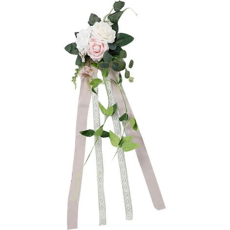 Fleurs et rubans pour le dossier de chaise, roses artificielles pour événements et mariages-light pink (1/5)