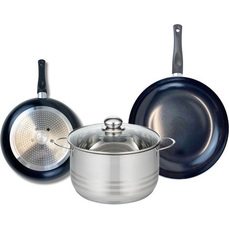 Ensemble de 2 Poêles de cuisson 24 et 28 cm et 1 faitout 24 cm Elo Prima Brillant (1/5)
