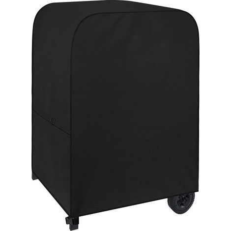 QAZQA Housse de Barbecue avec Sangles Latérales, Couverture de Gril Étanche, Coupe-Vent, Anti-UV, Résistant à la Déchirure Tissu Oxford 600D Bache de Protection pour Barbecue (76x66x110cm) - Noir