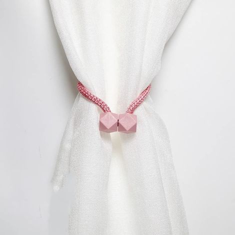 2 Pièces De Crochets Décoration Intérieure Pour Rideaux, Supports Pour Rubans De Rideaux, Accessoires Pour Rideaux, Rose, Magnétiques (1/5)