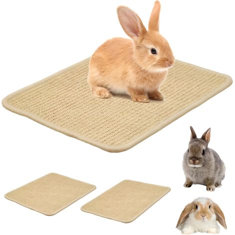 2 PCS Tapis Griffoirs pour Lapins,Tapis pour Rongeurs en Chanvre, Tapis Griffoir en Sisal Naturel pour Petits Animaux, 40 X 30 CMRéutilisables Griffoir Mural Chat Sisal Naturel pour Lapins, Hamsters (1/5)