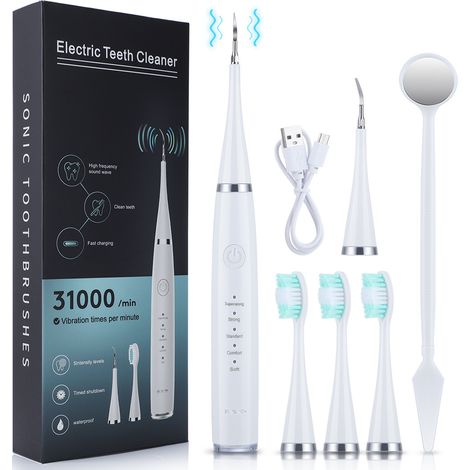 Nettoyeur de dents électrique à ultrasons pour l'élimination domestique du tartre, des dents jaunes, des soins bucco-dentaires, du nettoyage des dents, du kit de détartreur dentaire 21,5 2,5 2,5 cm (1/2)