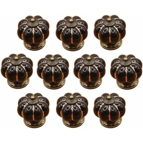 10 x Ceramic Drawer Knobs, Pumpkin-Shaped Furniture Knobs for Kitchen Drawers and Cabinets, Ceramic Pumpkin-Shaped Handles for Dressers, Kitchen Cabinets, Cupboards, and Drawers (1/5)