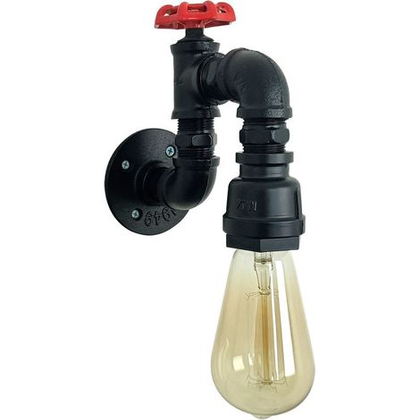 AGE E26/E27 rétro industriel Edison plafonnier noir fer métal plafonnier rétro style campagnard américain - noir (ampoule non incluse) (1/5)