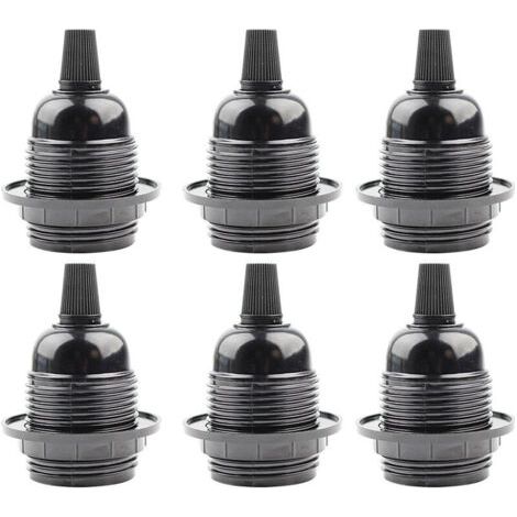 6pcs Douille E27 Noir,Douille E27 a Visser en Plastique,Abat-jour Bague Connecteur Adaptateur Base,Support de Lampe de Rechange,pour Lampe de Table,Lampadaire ou Plafonnier (1/5)