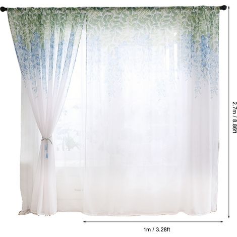 Rideau Voile en Polyester pour Chambre Salon Déco Fenêtre, Bleu (1/5)