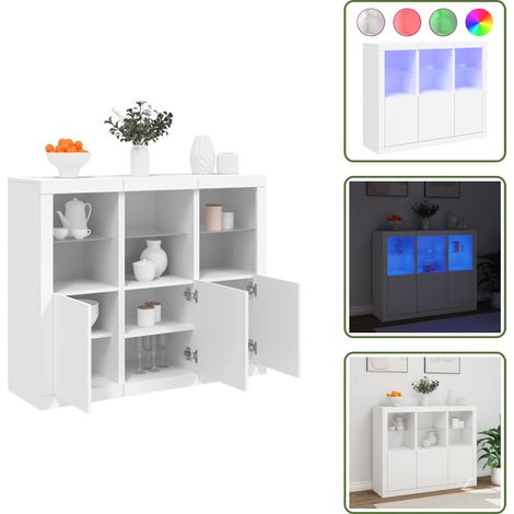 The Living Store Sideboards mit LED-Leuchten 3 Stk. Weiß Holzwerkstoff - Sideboard (1/5)