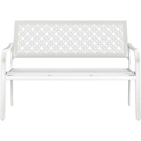 Grand patio ANC Exterieur 2-3 Personnes, Chaise Longue de Jardin pour l'intérieur, l'extérieur, la Terrasse, Le Parc, Résistant à la Rouille, Motif Estampé (Moderne, Blanc) (1/5)
