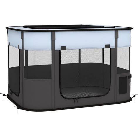 Parc pliable pour chien chat rongeurs en Oxford gris/noir 84x64x53 cm avec sac rangement (1/5)