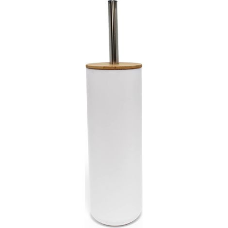 1 - Brosse WC - Bambou - Design Smart Blanc - Pour Nettoyage Sanitaire - Blanc - 9,1x37,2cm (1/4)