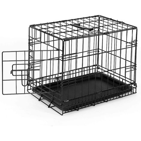 lionto Gabbia di Transporto Pieghevole per Cuccioli per Cani, (S) 45x31x36 cm Nero (1/5)