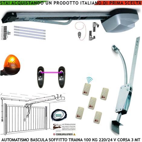BASCULANTE CONTRAPPESI 100 KG MOTORE 220/24 V AUTOREVERSE ARCHETTO 5 RADIOCOMANDI FOTOCELLULE FARO 24 LED SBLOCCO (1/5)