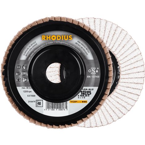 RHODIUS LGA ALU, 5 Stück, 125 mm, Korn 60, Fächerschleifscheibe (1/5)