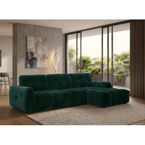 Canapé d'angle en velours tissé vert sapin avec dossier réglable